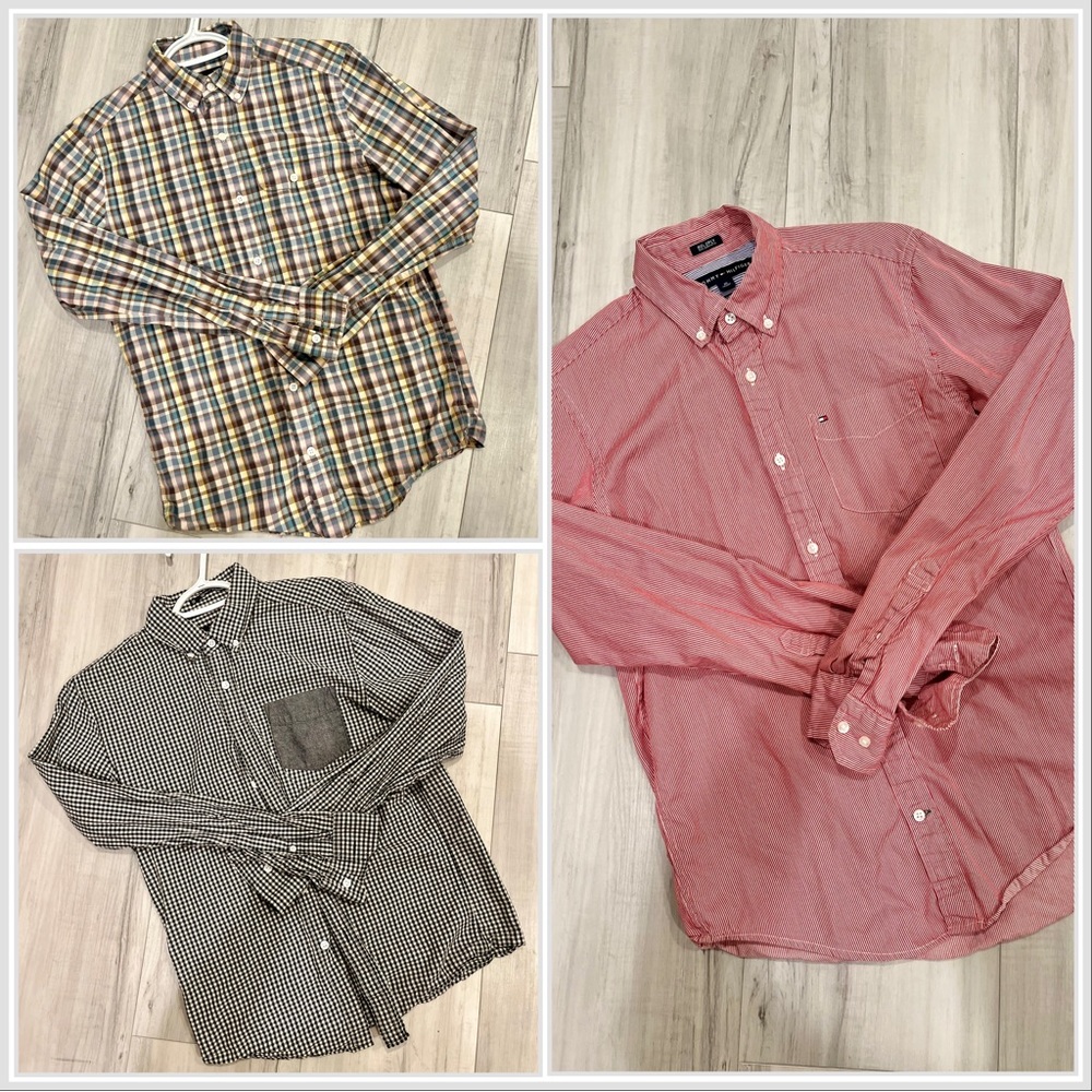 Bundle 3 Shirts Long Sleeve Size XS Gap Tommy Hilfiger Forever21 Grey Red White